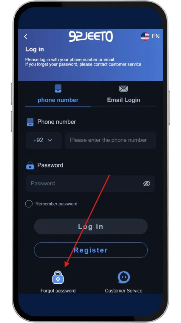 Click on Forgot Password